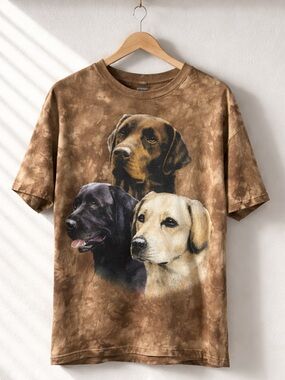 VTG 90s The Mountain Men XL Brown LabradorDog Graphic Cotton TShirt Hunt Cottage